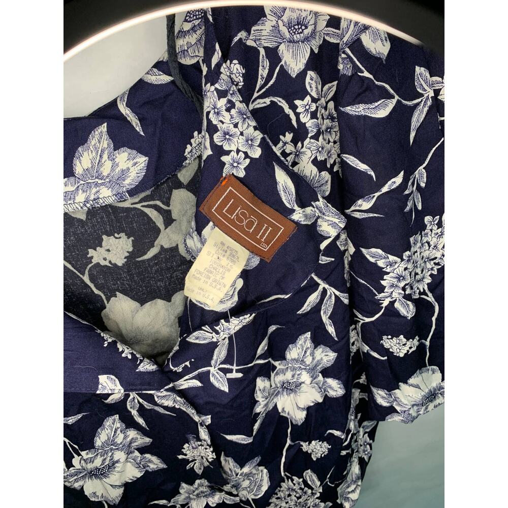 Lisa II vintage front tie dress 16 blue floral back button cottage core teacher - Picture 6 of 7